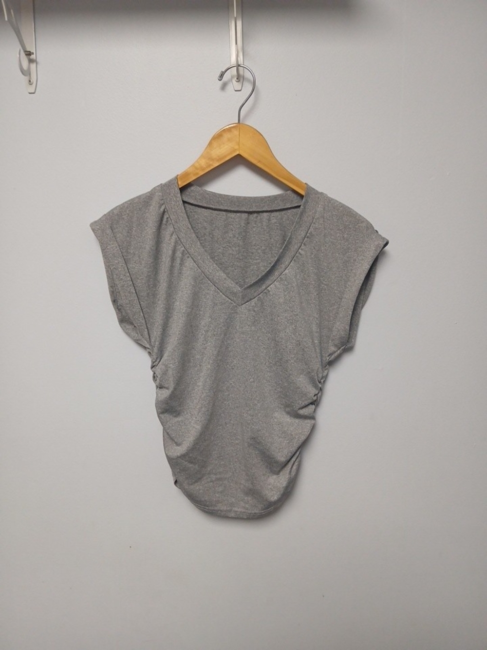 SHEIN Gray Ruched Side Short Sleeve Top Size Small
